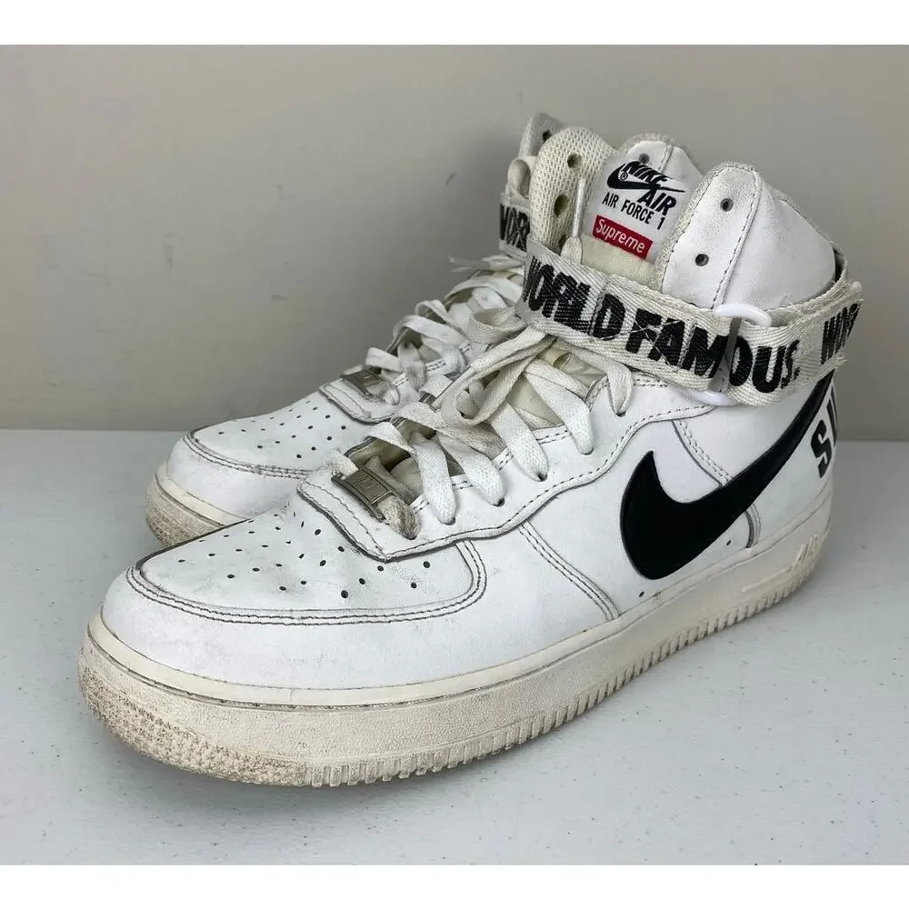 Nike Supreme AF1 Air Force One High World Famous leather sneakers shoes 10